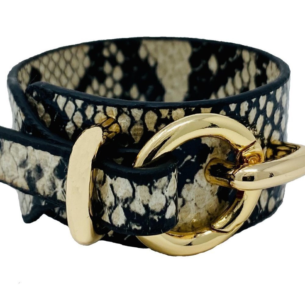 Snake Skin print bracelet cuff with big buckle